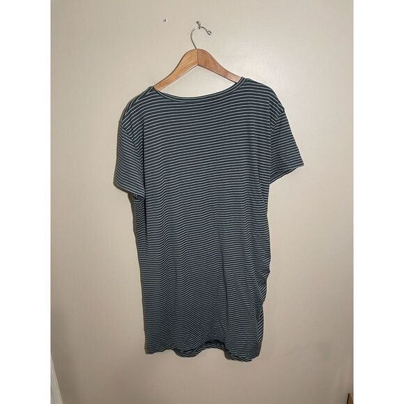 Vince Classic Stripe Side Tie Dress X-LARGE XL Short Sleeve Gray White MSRP $225 - Picture 2 of 5